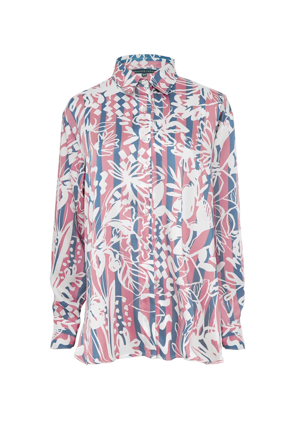 Floral Stripes Shirt - Blue – Buttonscarves