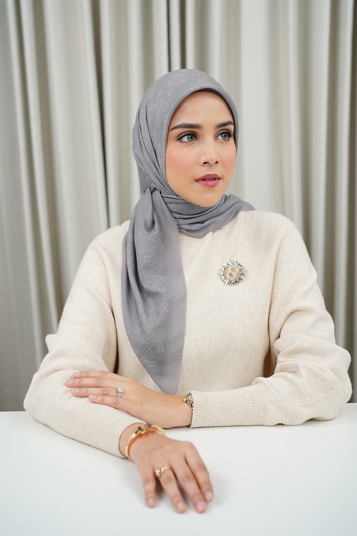 Monogram Scramble Voile Square Slate Gray Buttonscarves Monogram scramble voile square slate gray buttonscarves