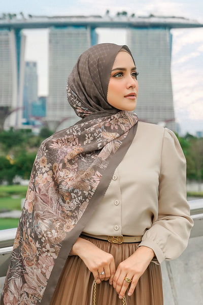 Singapore Satin Shawl - Cinnamon – Buttonscarves