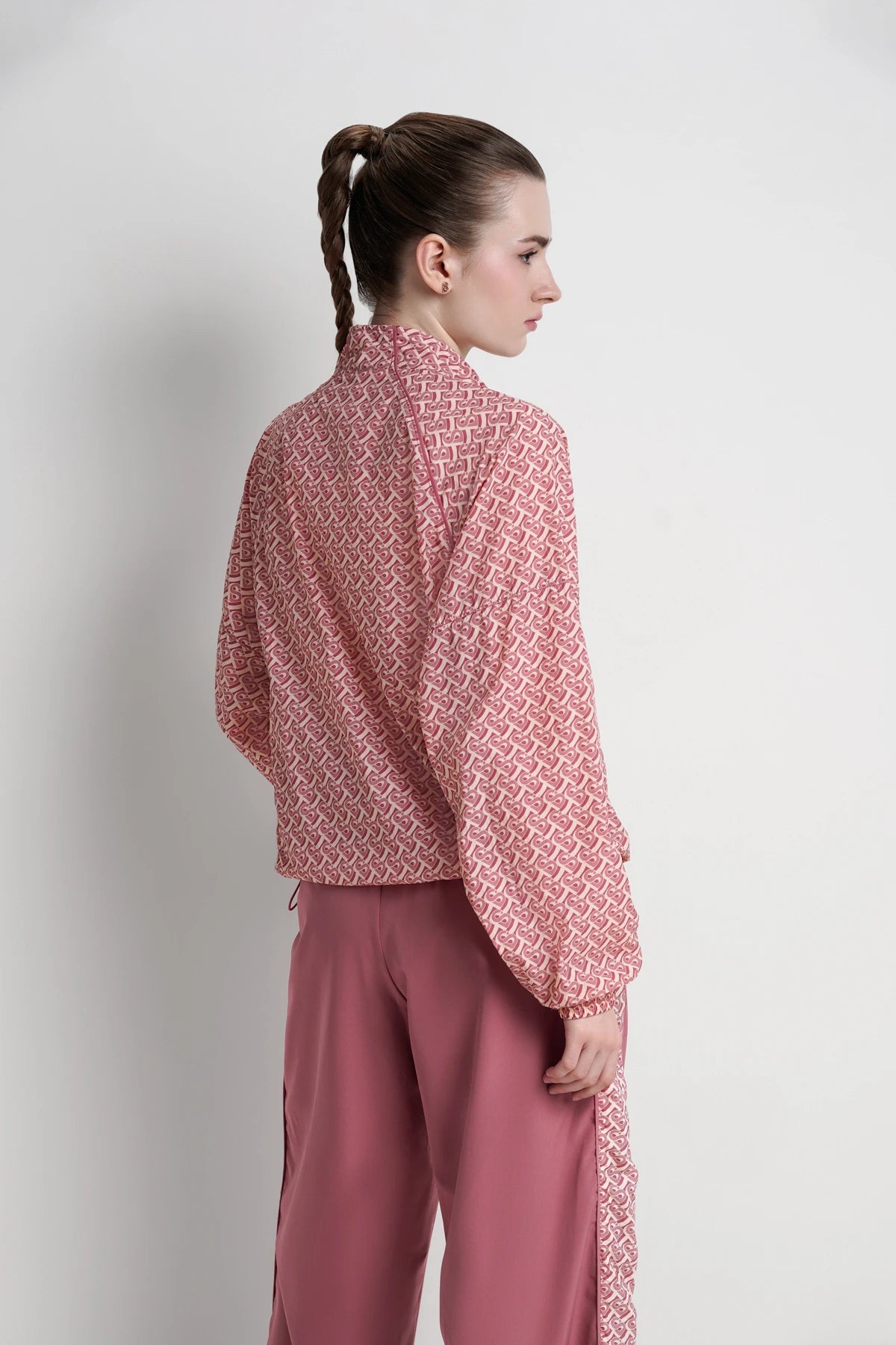 bimu windbreaker jacket in mauvewood by buttonscarves back view