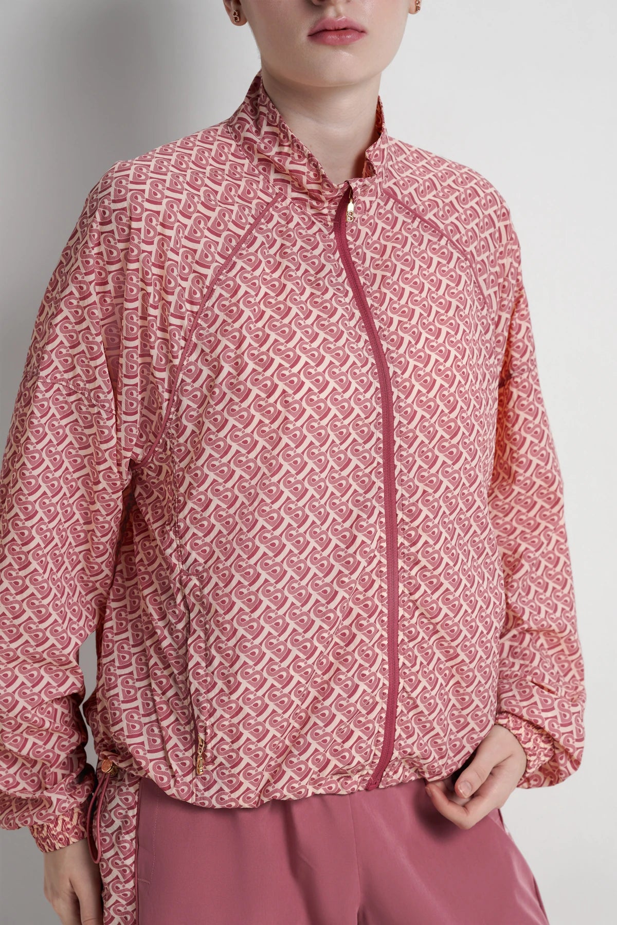 bimu windbreaker jacket in mauvewood by buttonscarves detail