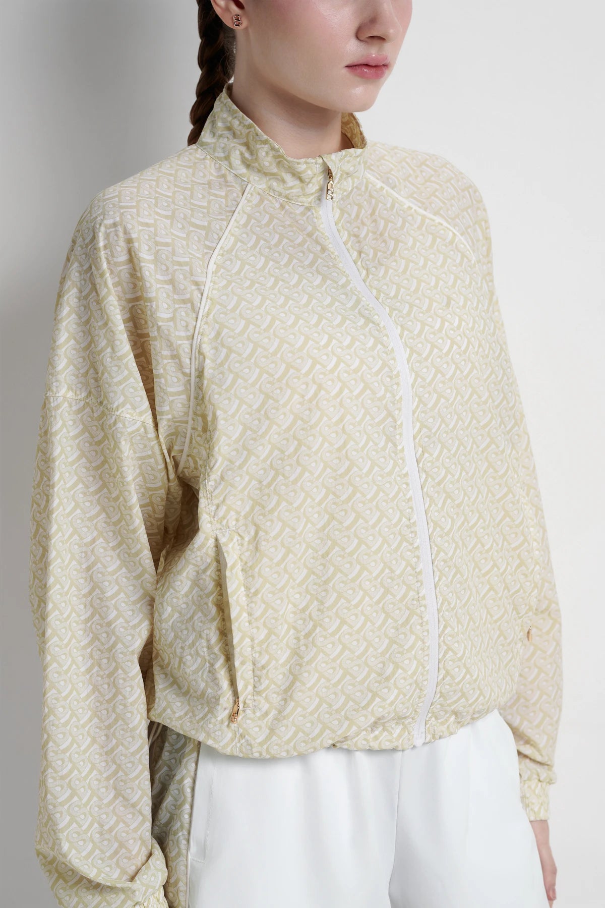 bimu windbreaker jacket in vanilla by buttonscarves detail