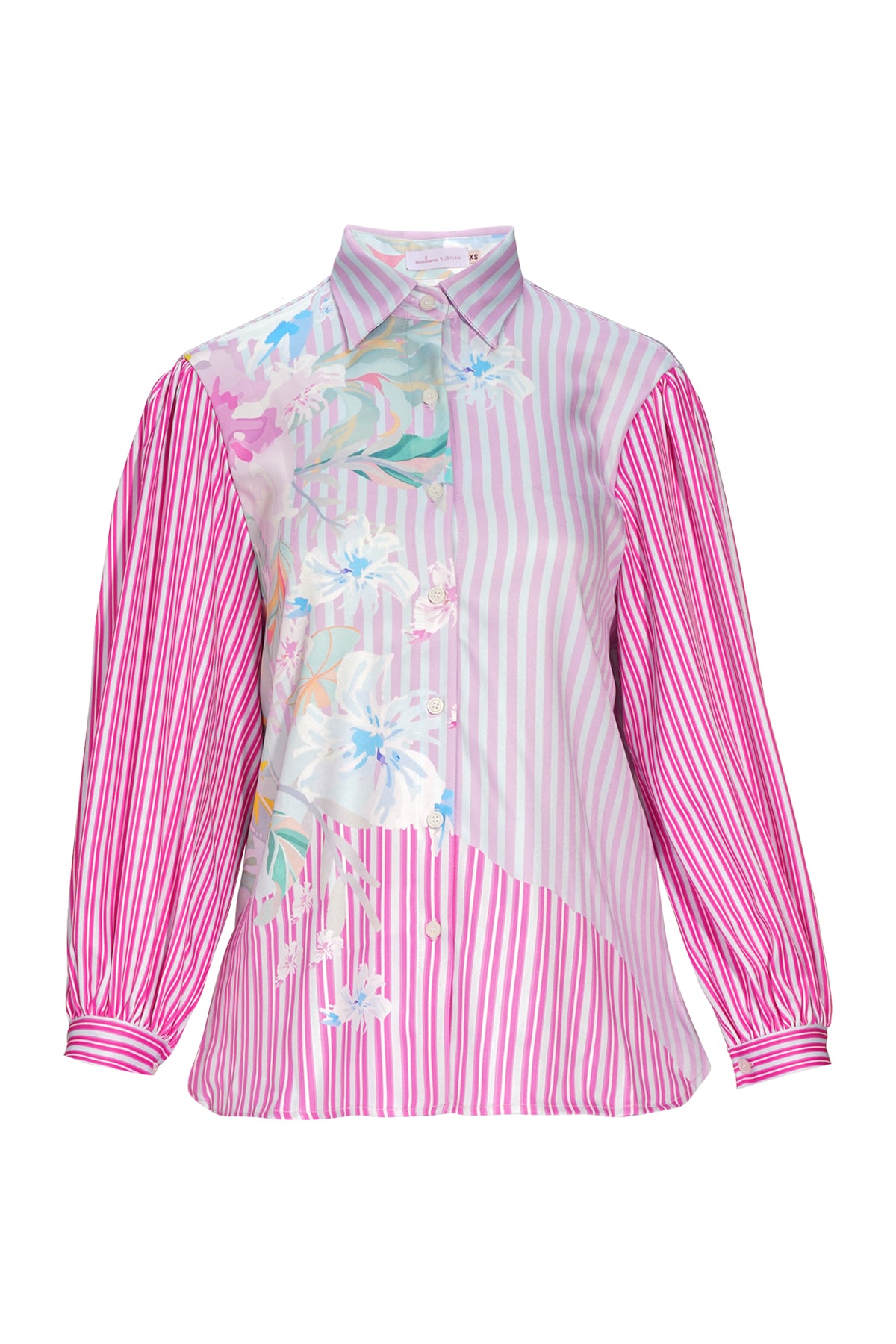Buttonscarves X Jovian Paradiso Priscilla Blouse In White Pink