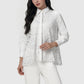 nagita embroidery mix fabric shirt in white by buttonscarves x nagita slavina