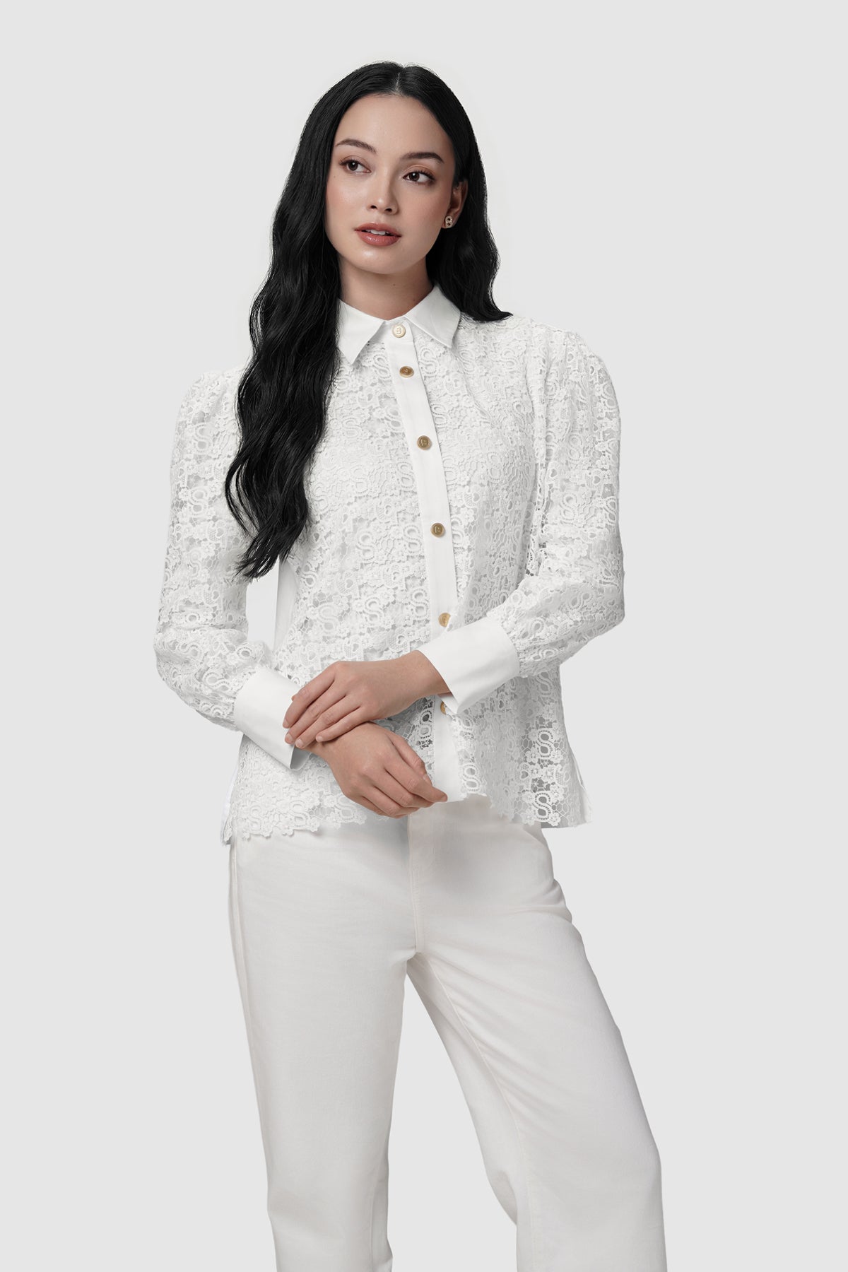 Nagita Embroidery Shirt - White