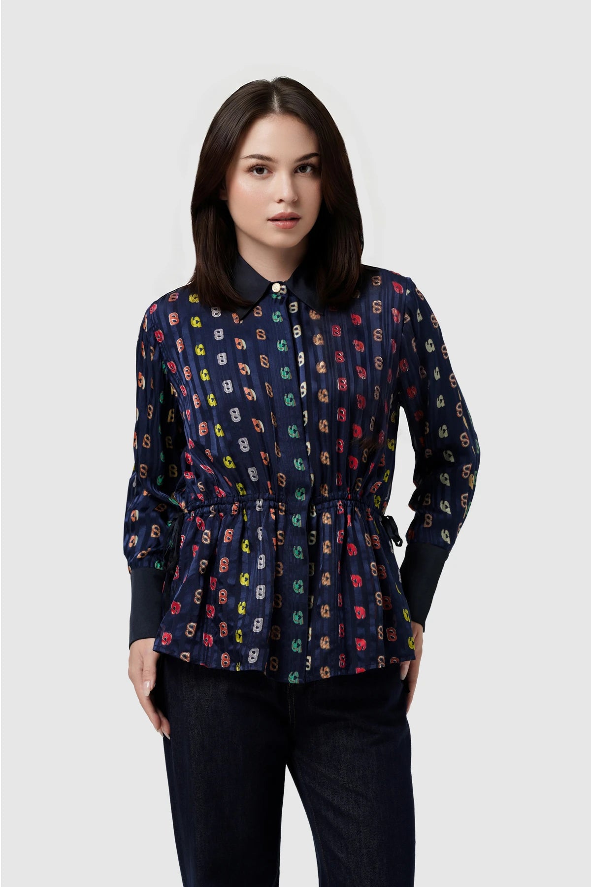 Nagita Silk Shirt - Navy