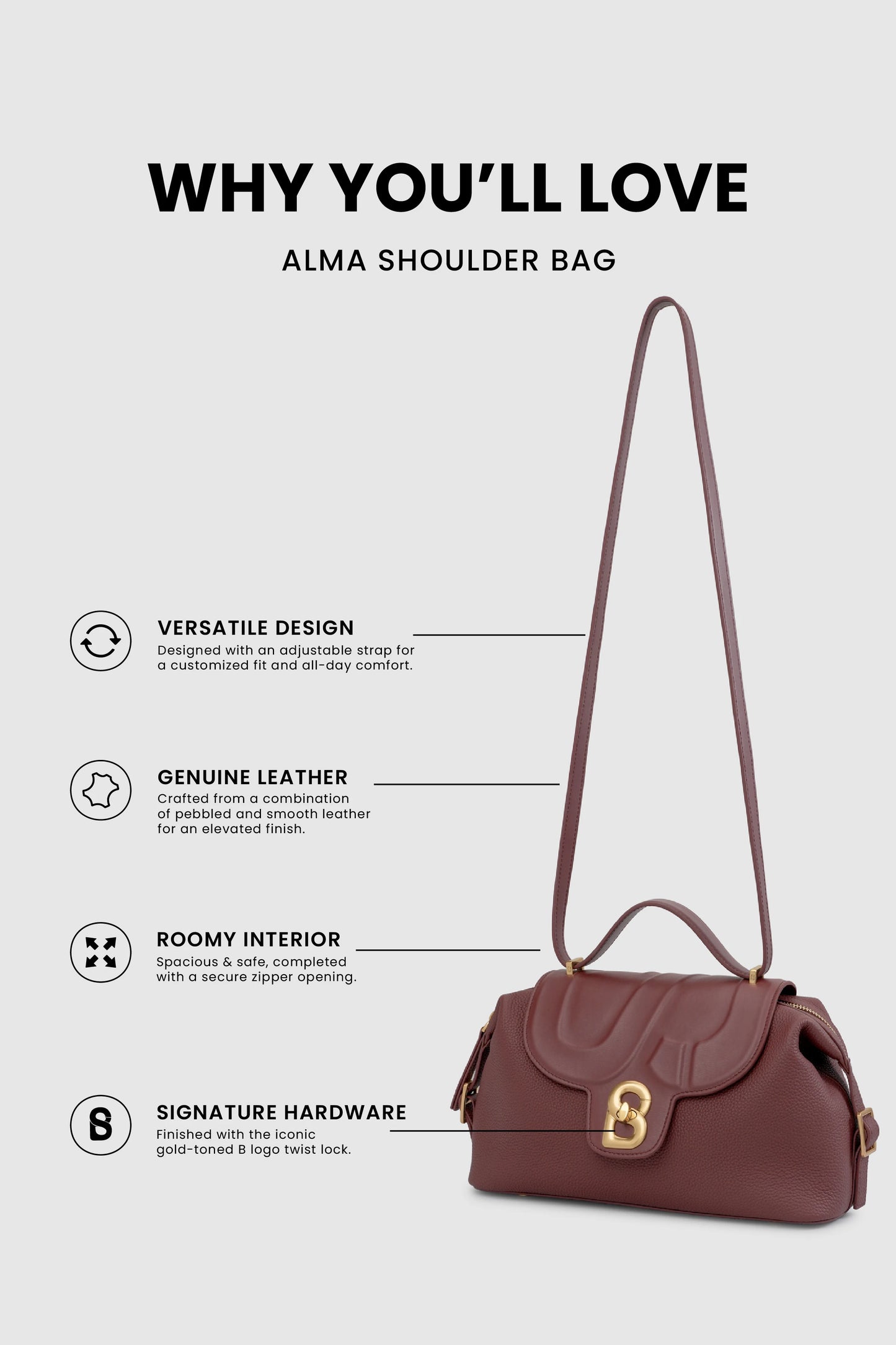 Alma Shoulder Bag - Cabernet