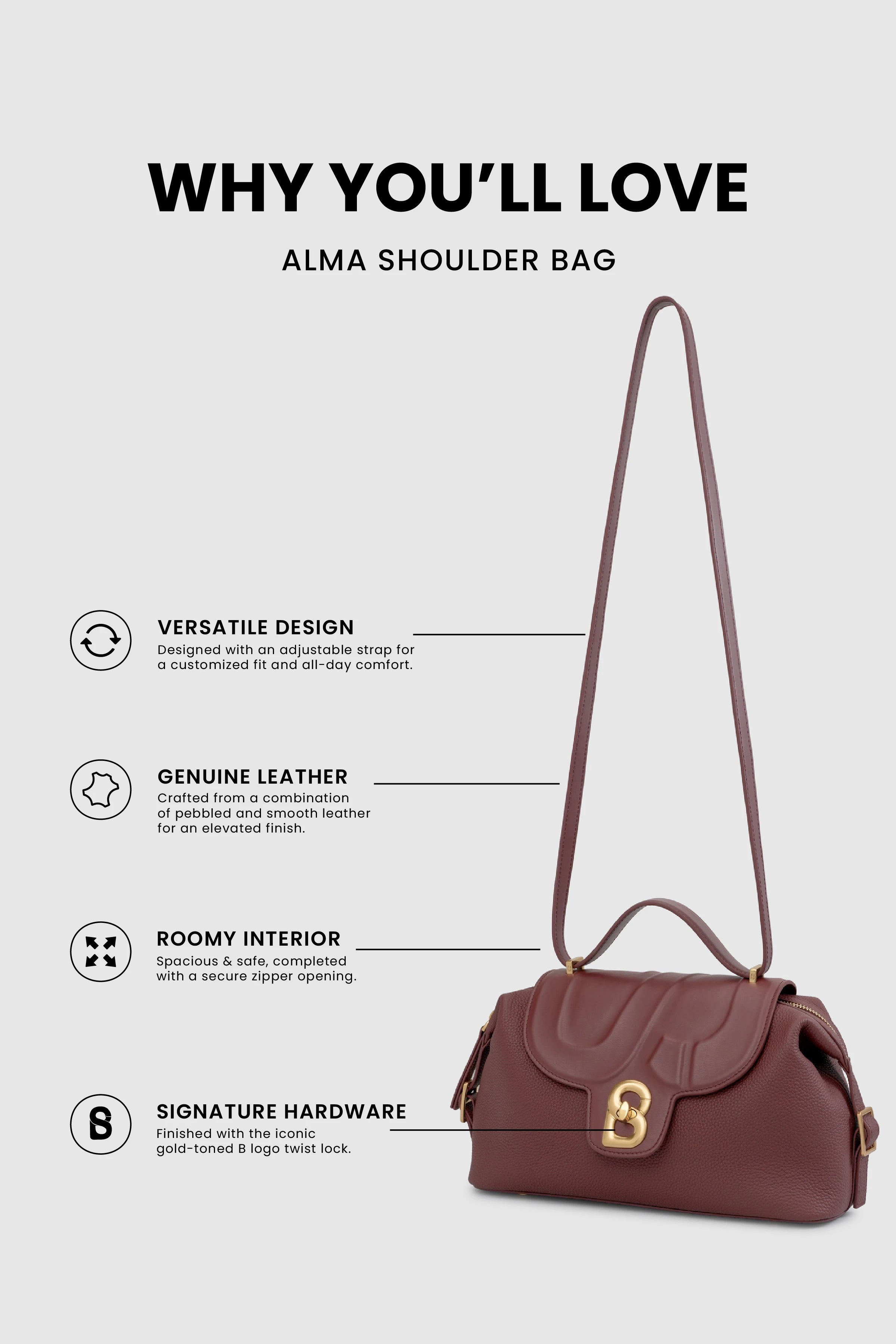 Alma Shoulder Bag - Cabernet