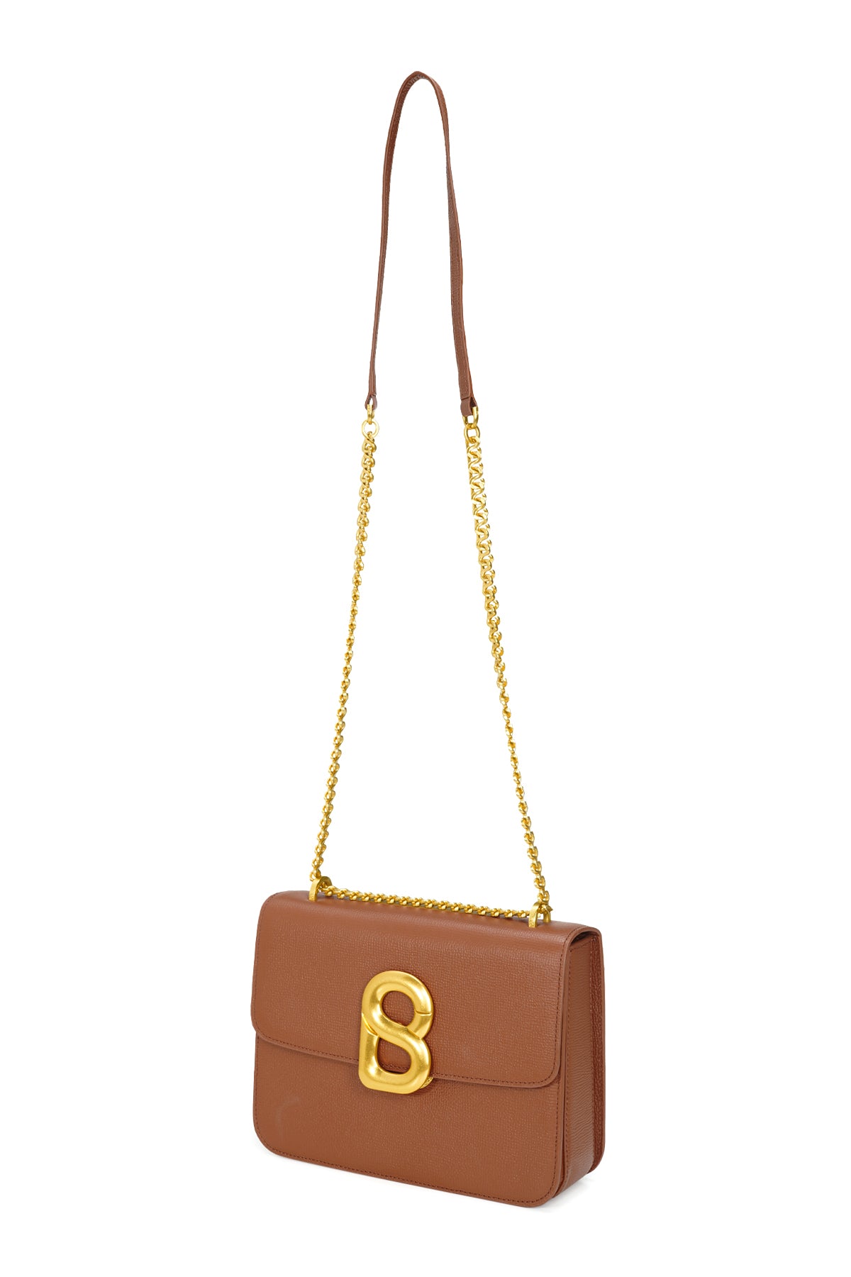Audrey Chain Leather Bag  Medium - Caramel