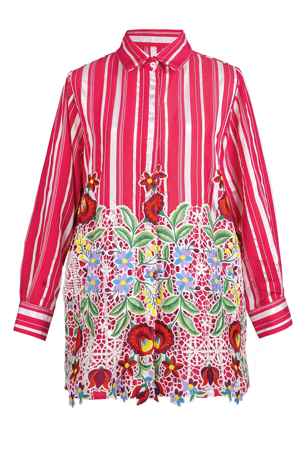 Vala Embroidered Shirt - Red