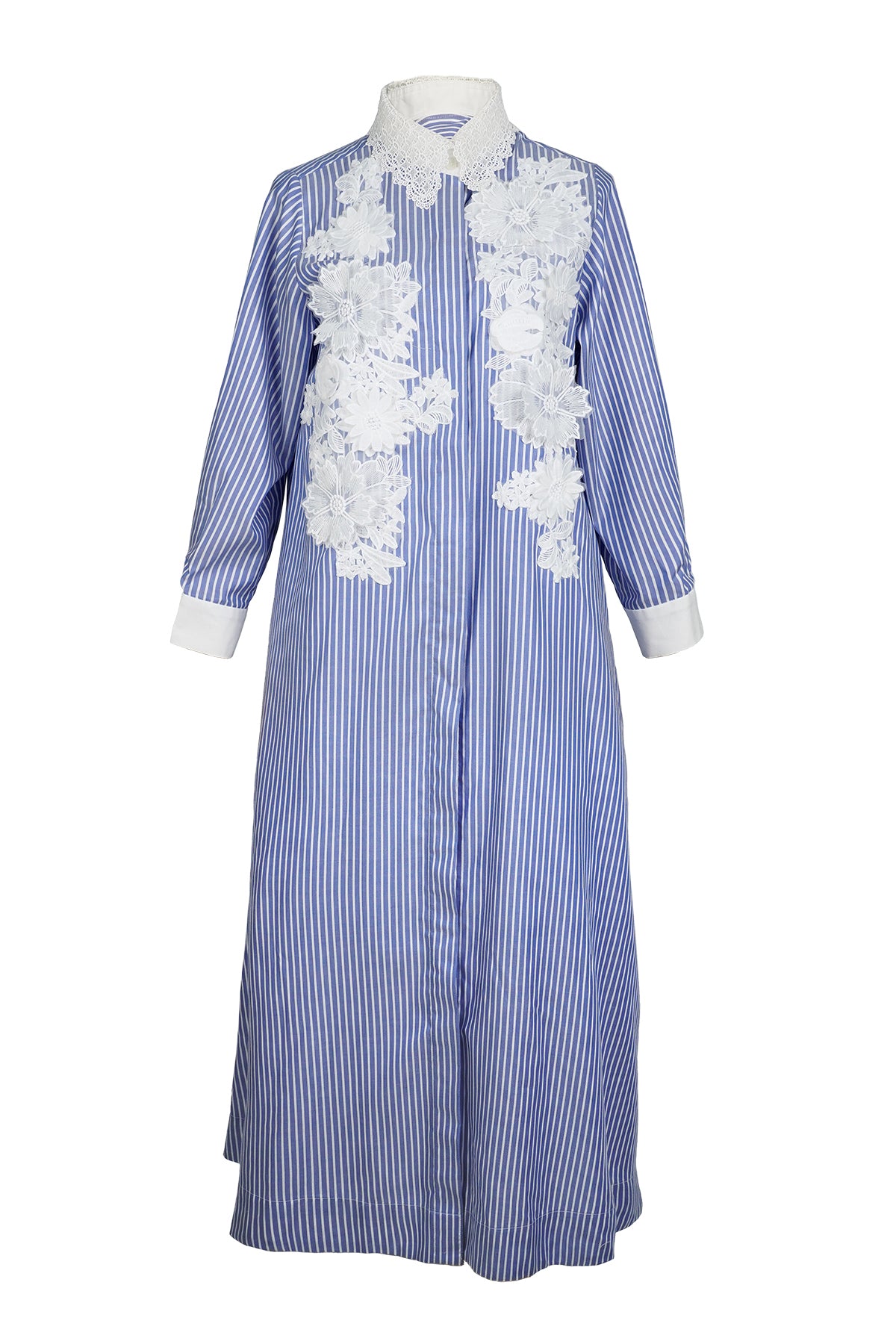 Feya Embroidered Shirt Dress - Blue