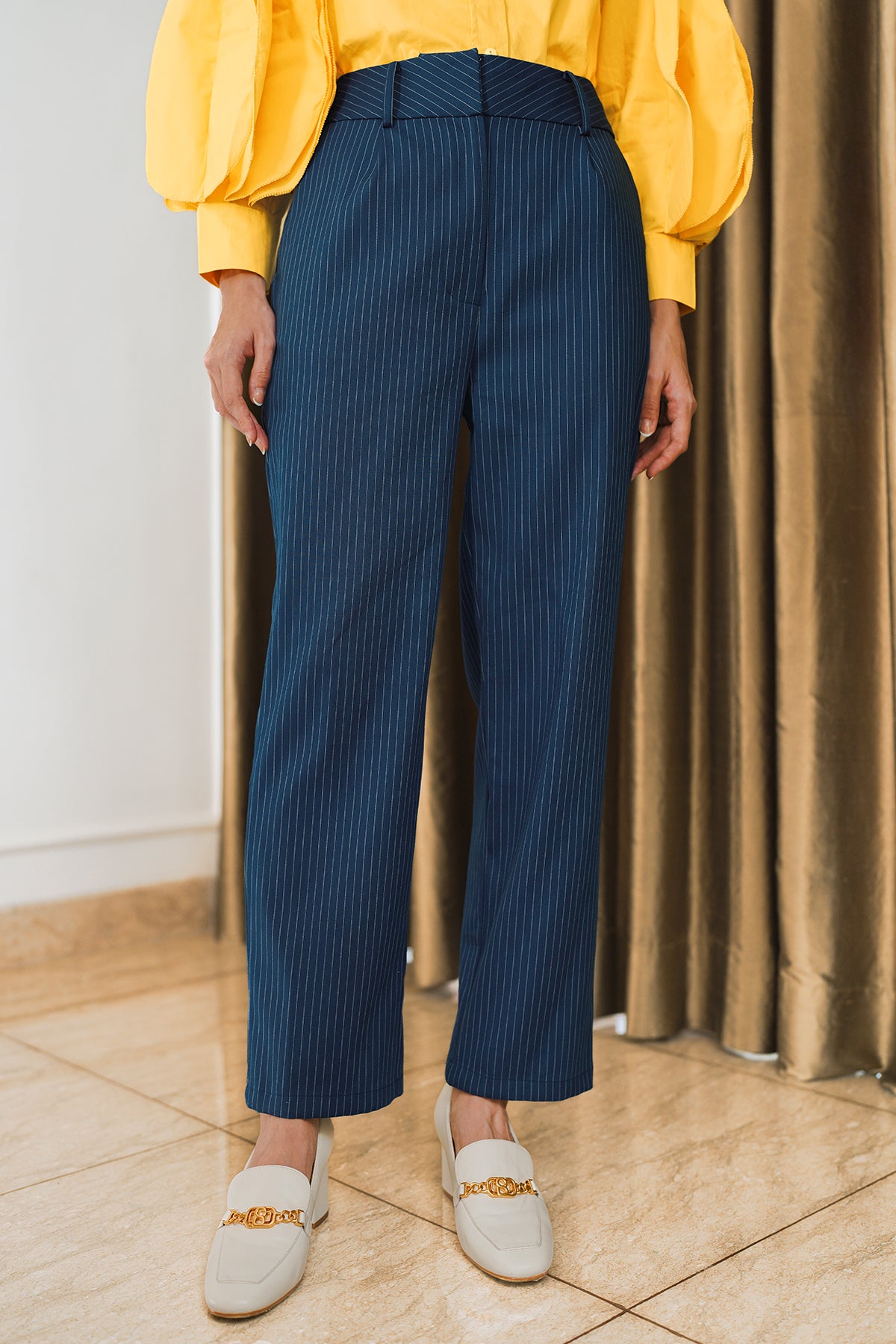 Darline Stripe Pants - Blue – Buttonscarves