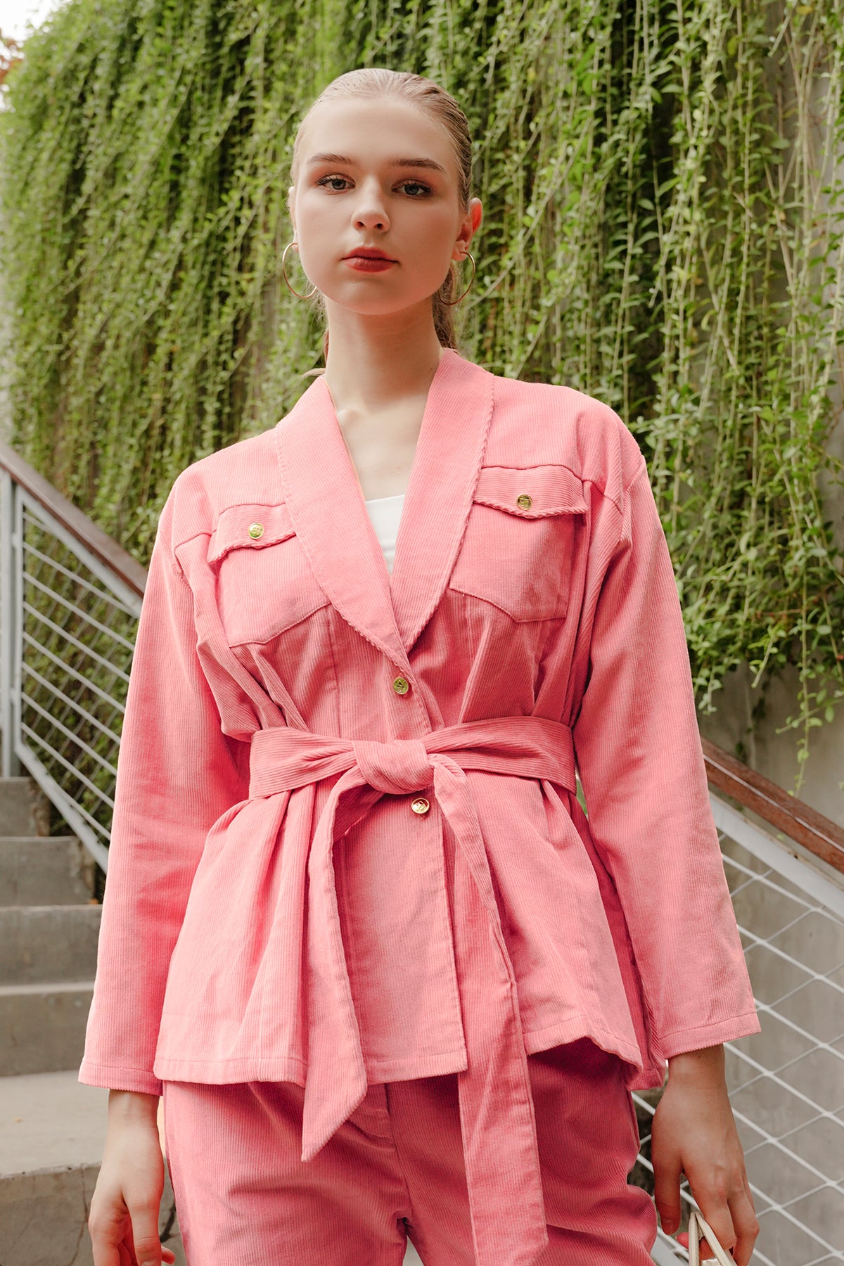 Diera Outer With Pocket - Peach