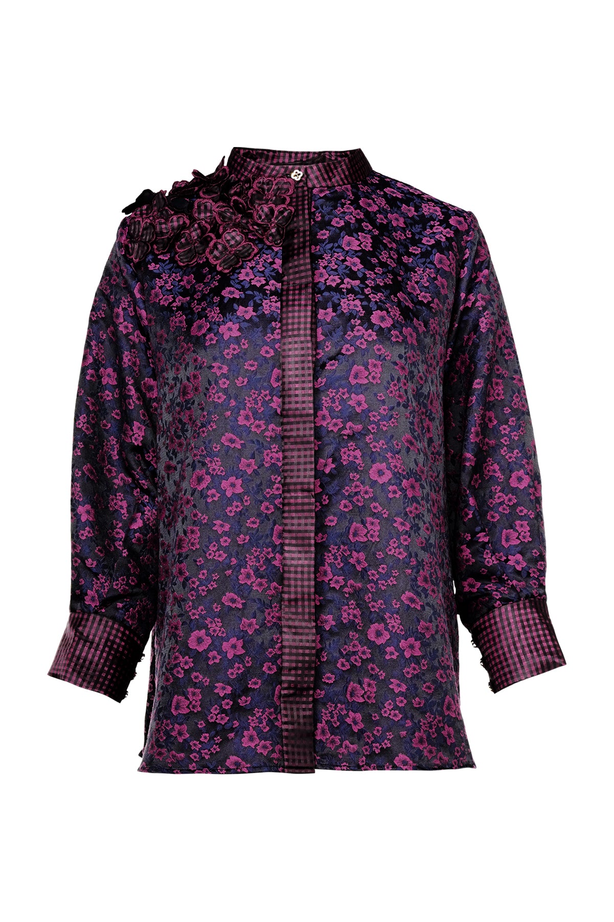 Eira Jacquard Shirt - Fuchsia – Buttonscarves