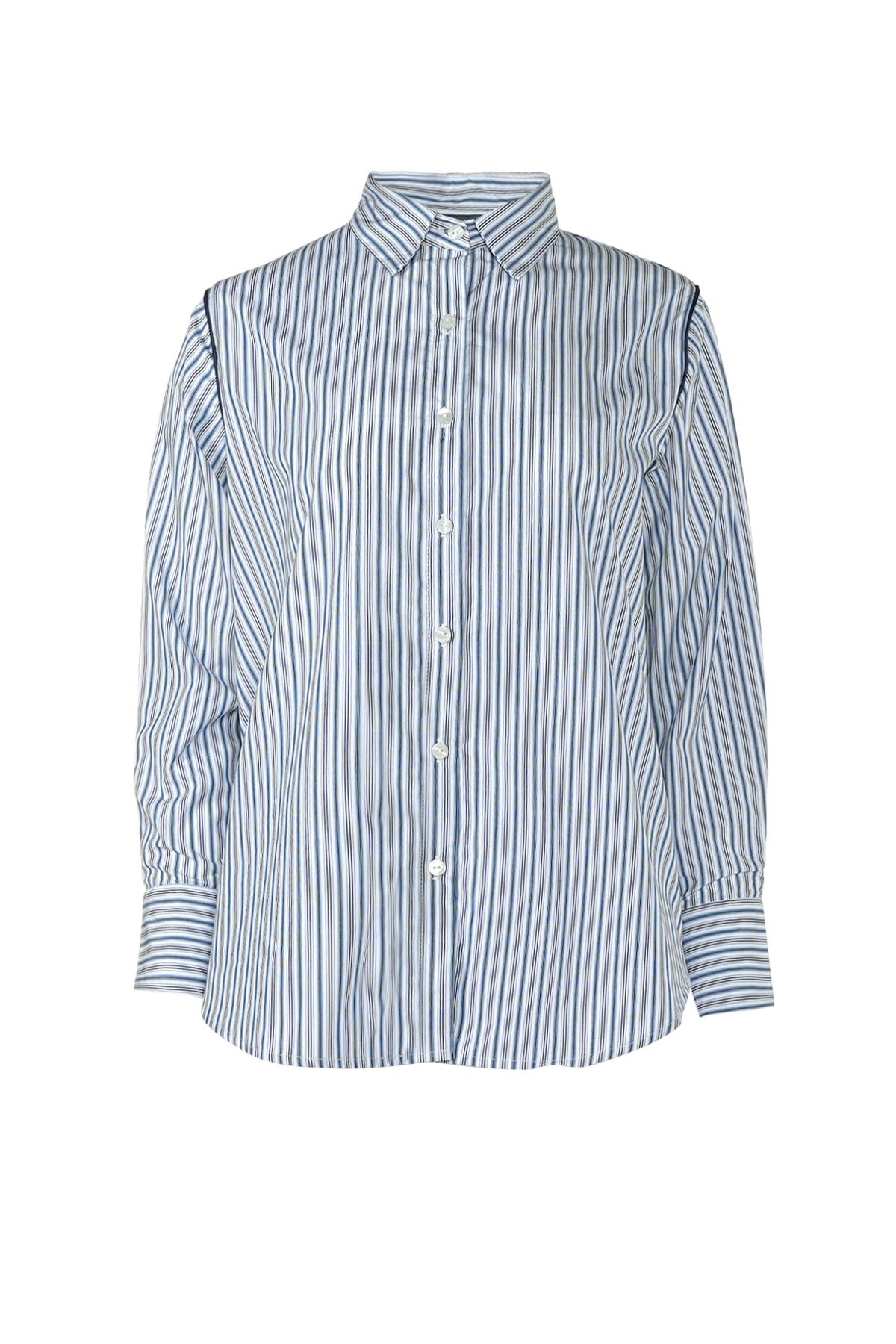 Evva Striped Shirt - Blue – Buttonscarves