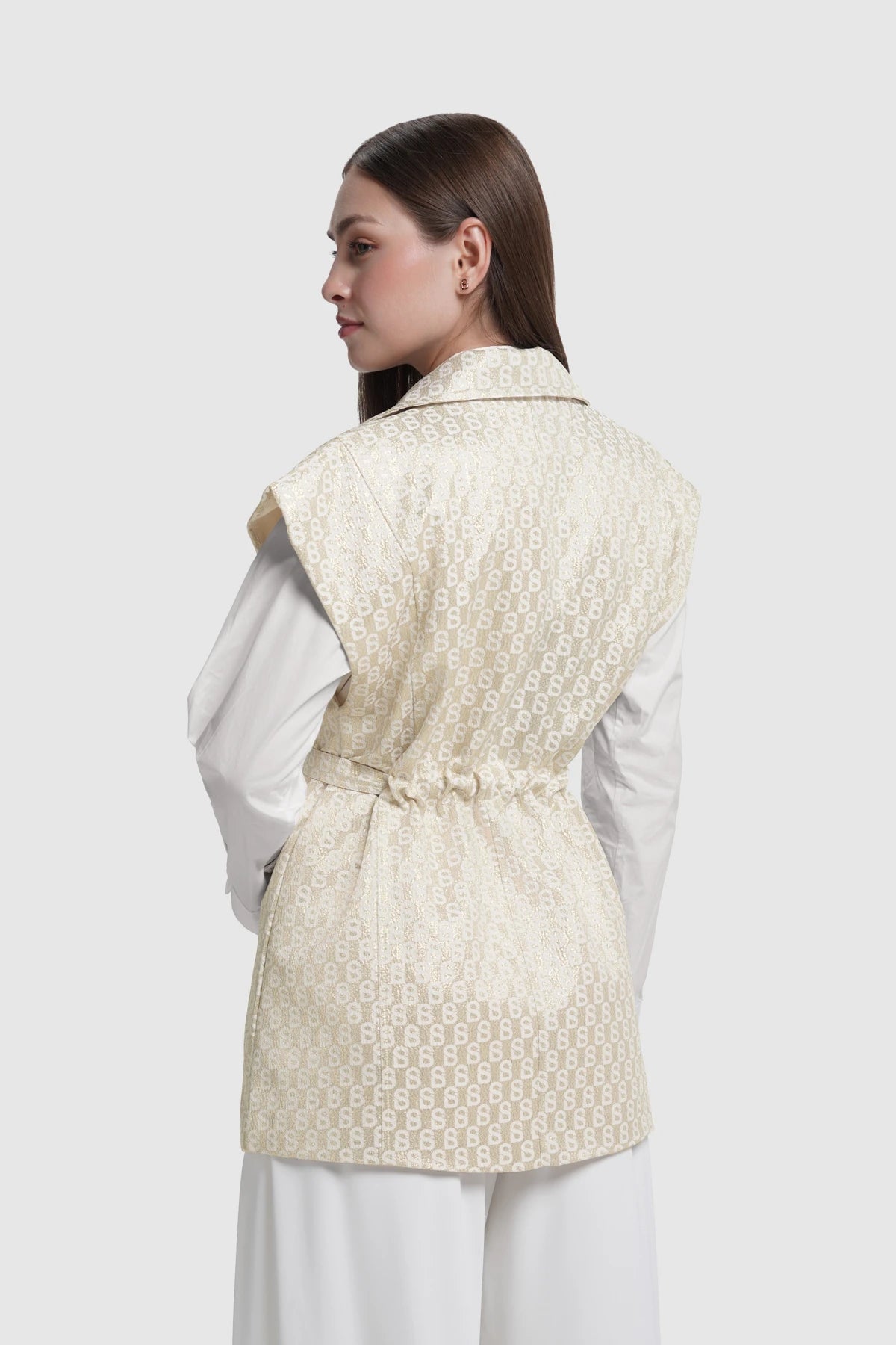Freya Jacquard Vest - Champagne Gold