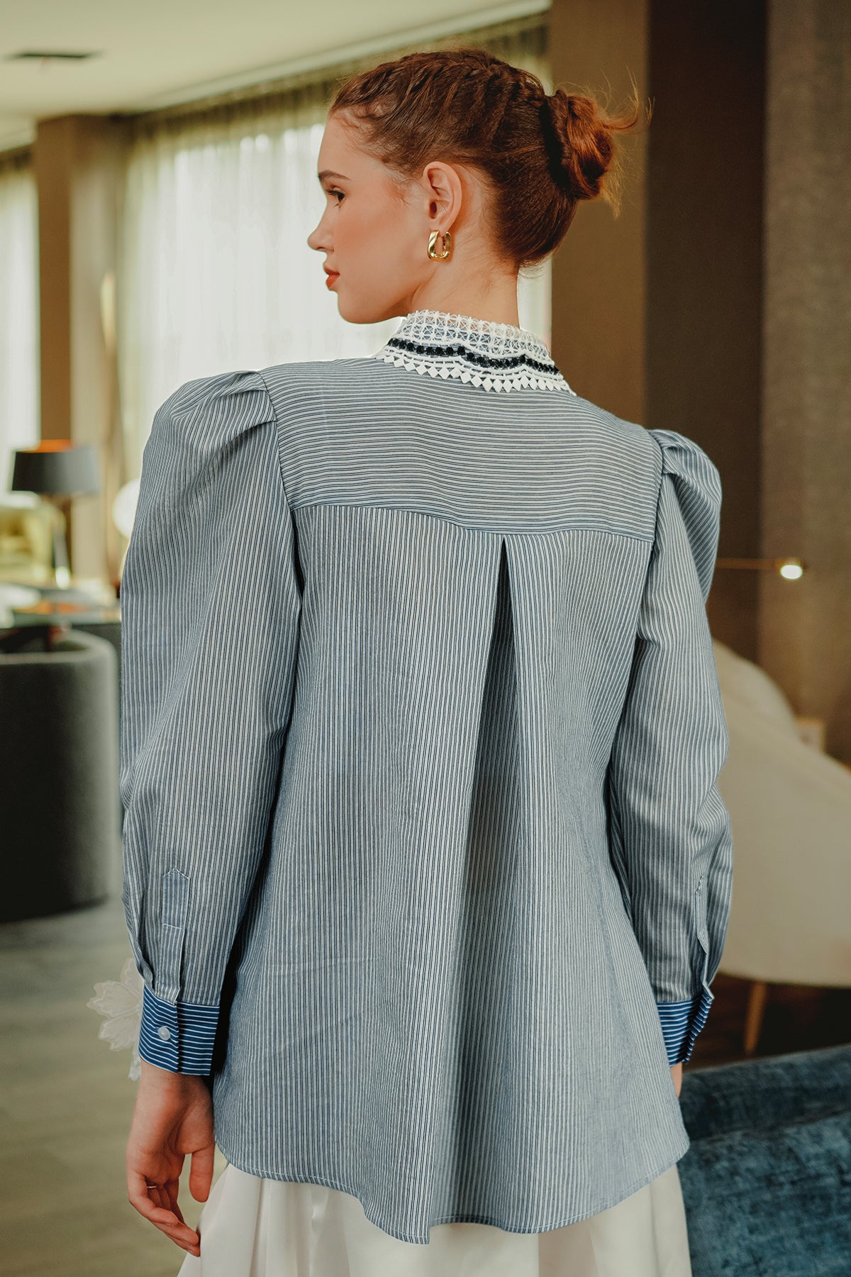Geina Embroidered Shirt - Blue