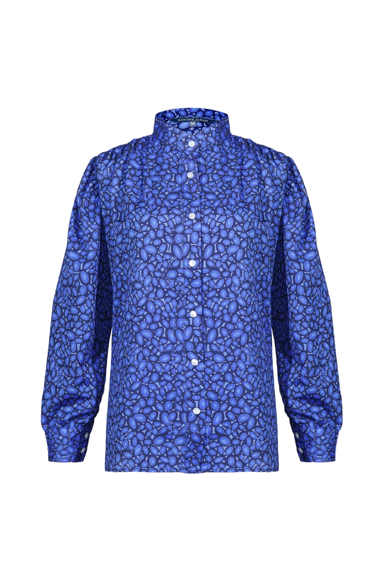 Gilly Gathered Shirt - Blue – Buttonscarves