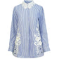Kyna Lace Shirt - Blue White Striped