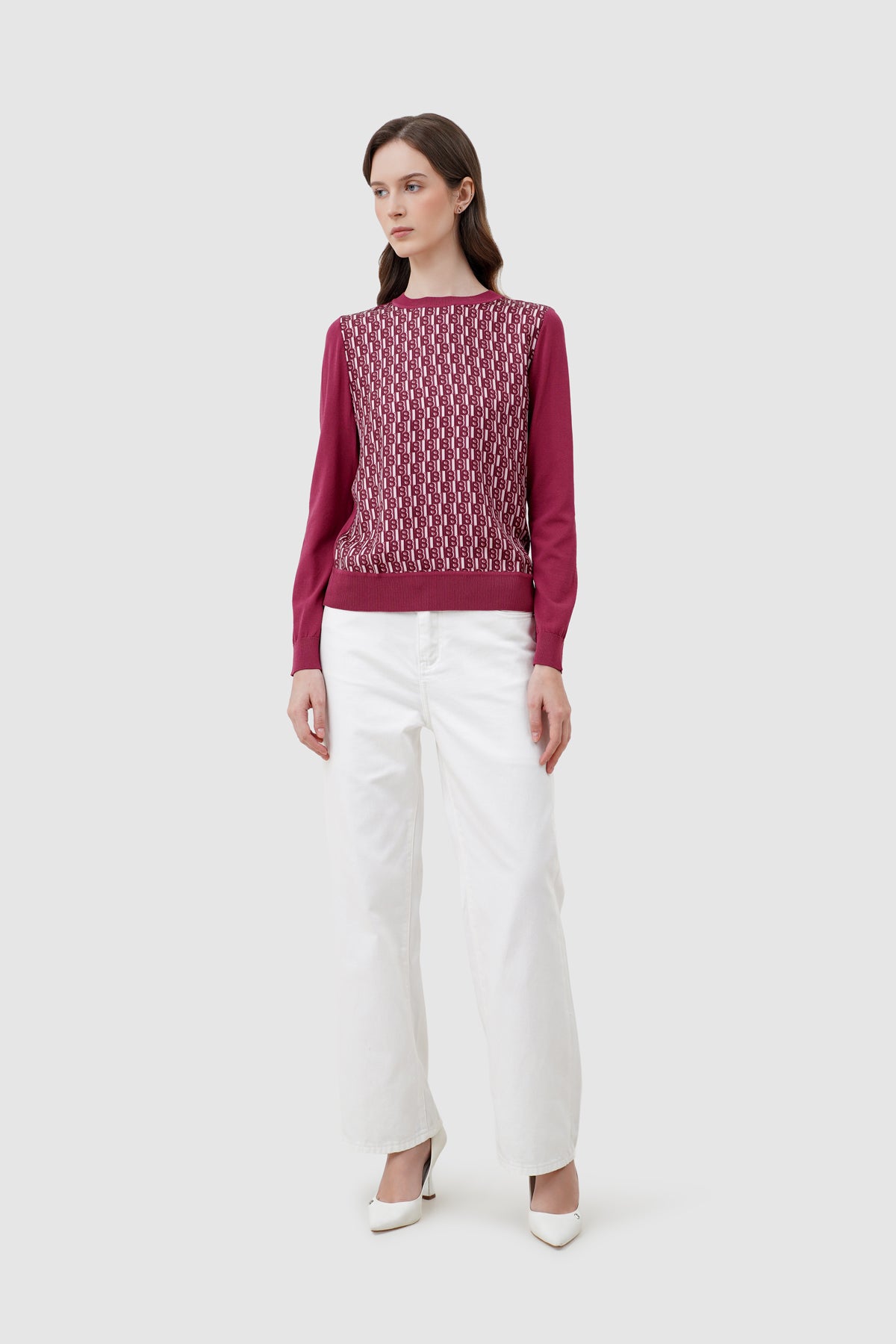 Leena Monogram Sweatshirt - Raspberry