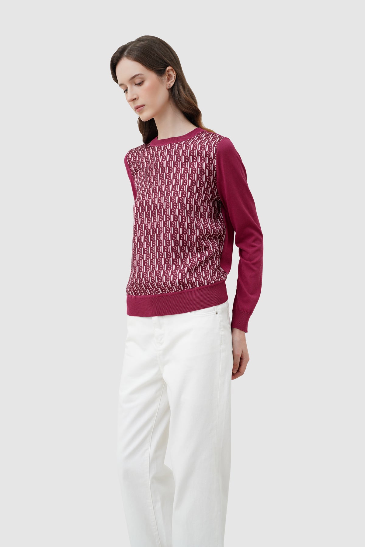 Leena Monogram Sweatshirt - Raspberry