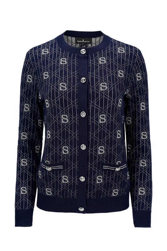 Lucy Cardigan - Navy/Silver