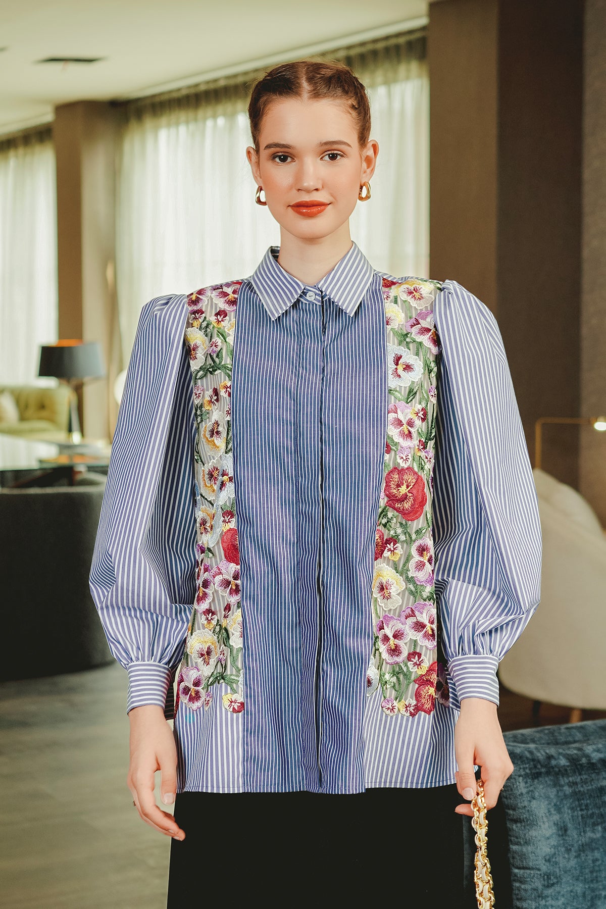 Mady Embroidered Shirt - Blue