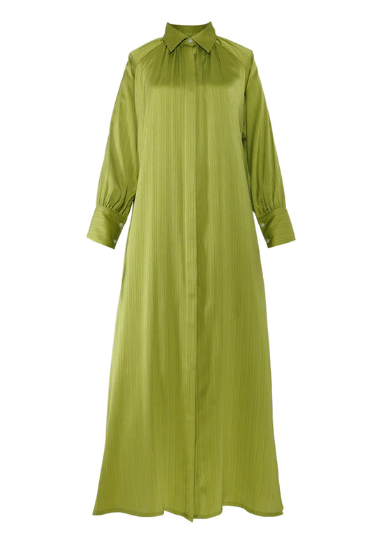 Mandy Raglan Shirt Dress - Lime Green