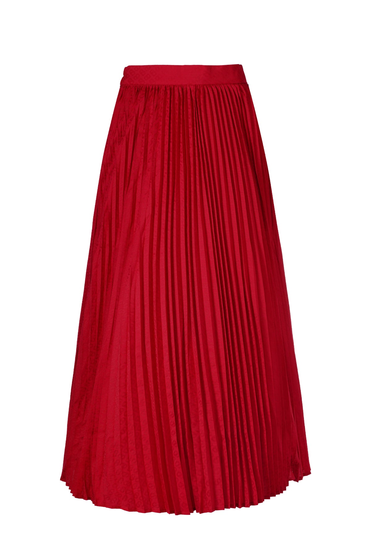 Monogram Embossed Pleated Skirt - Red