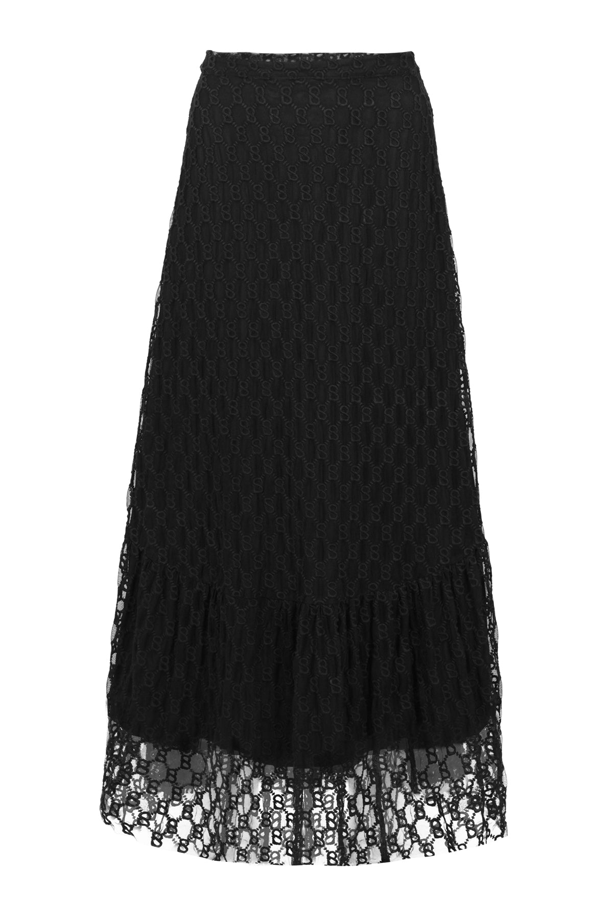 Monogram Embroidery Skirt - Black