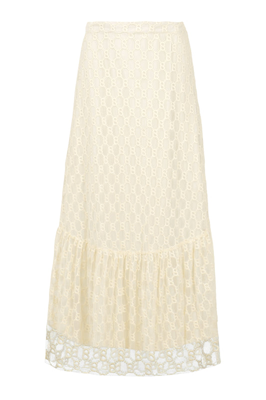 Monogram Embroidery Skirt - Cream