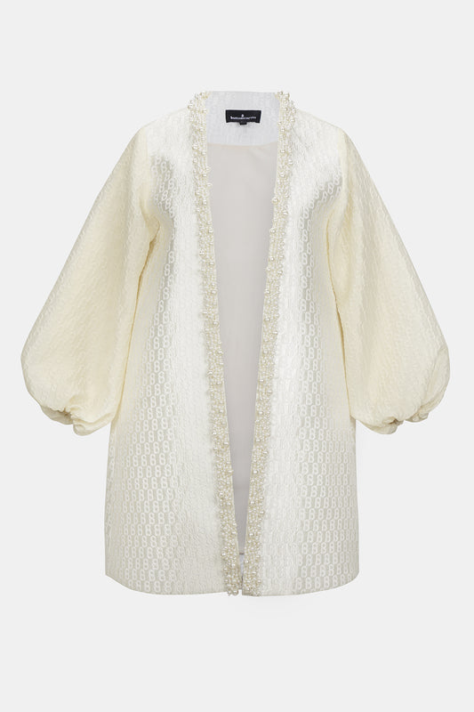 Monogram Jacquard Long Outer - Ecru
