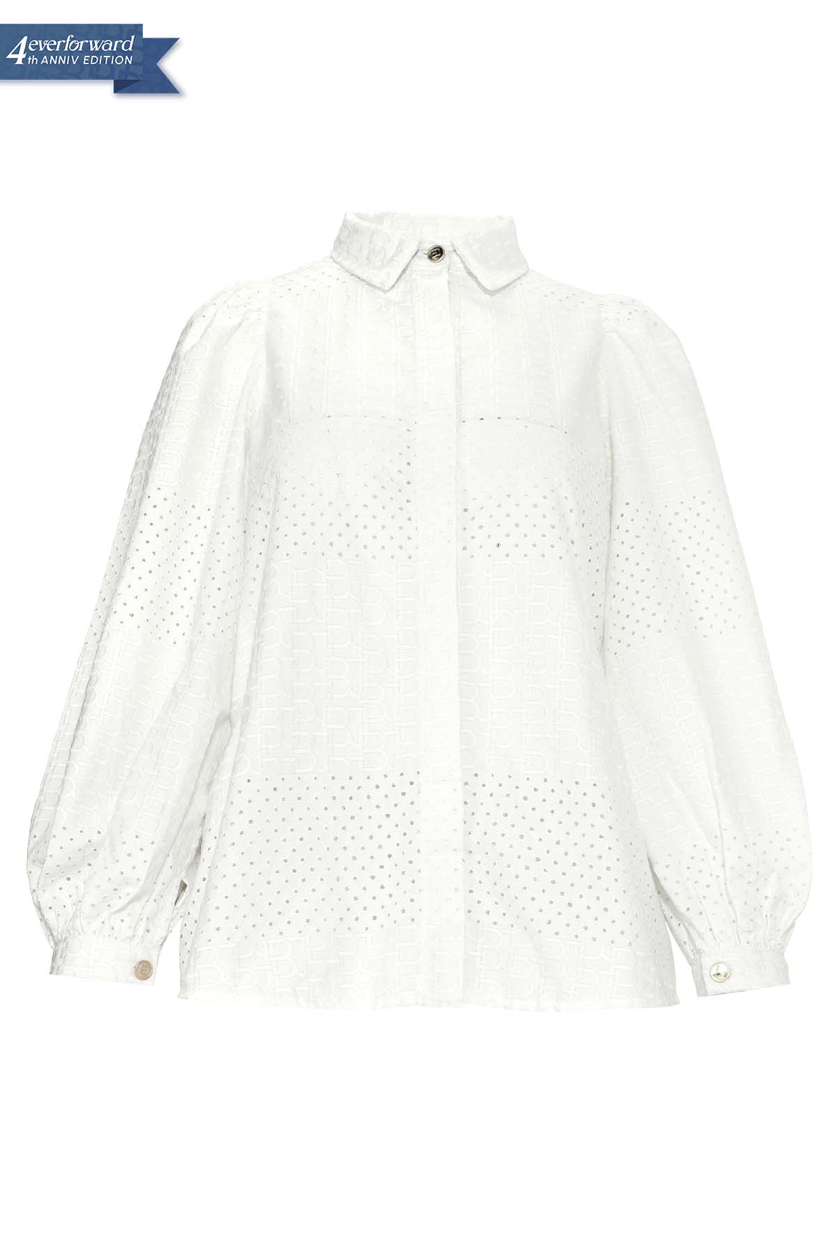 Monogram Lace Shirt - Broken White – Buttonscarves