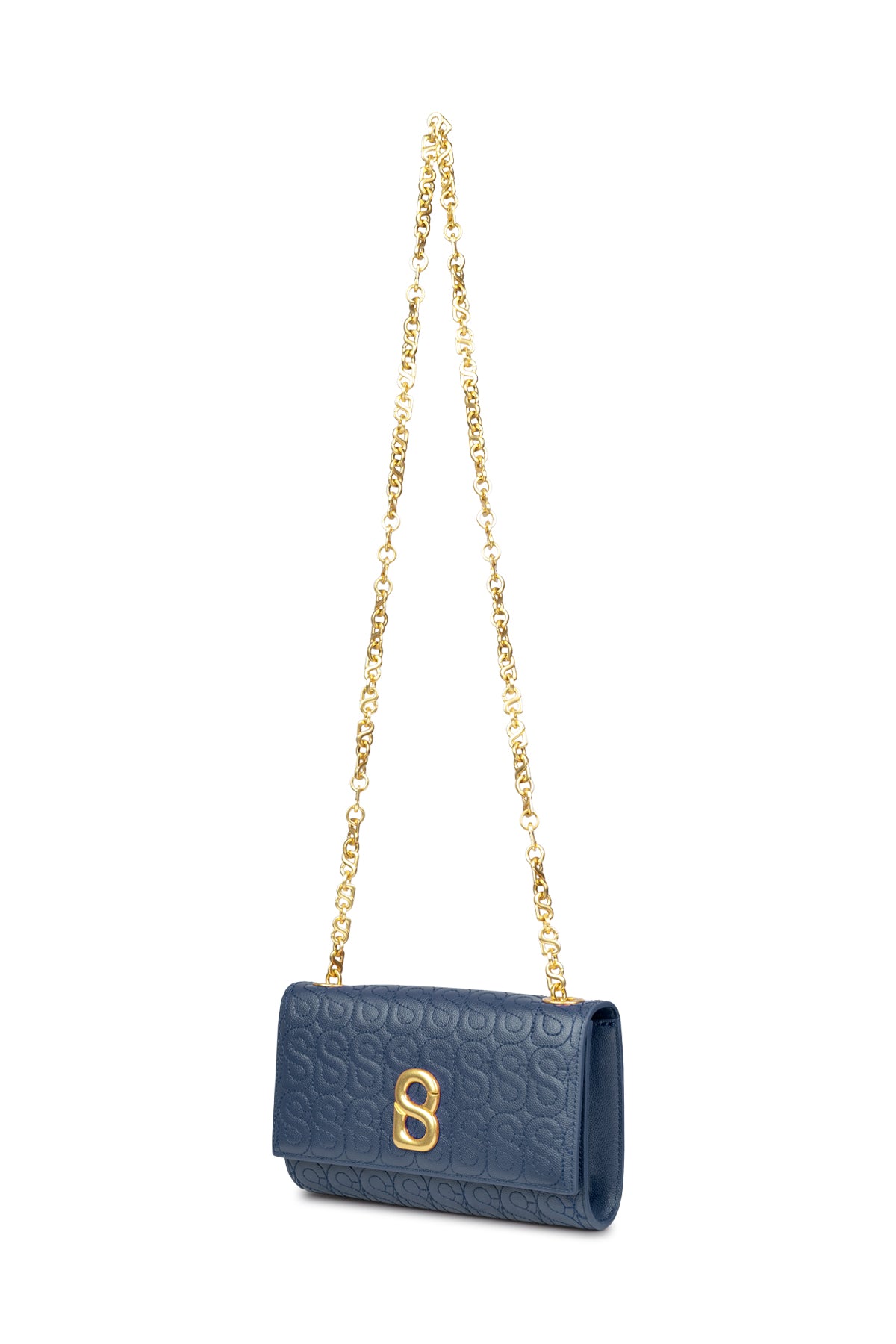 Luna Leather Wallet on Chain - Navy