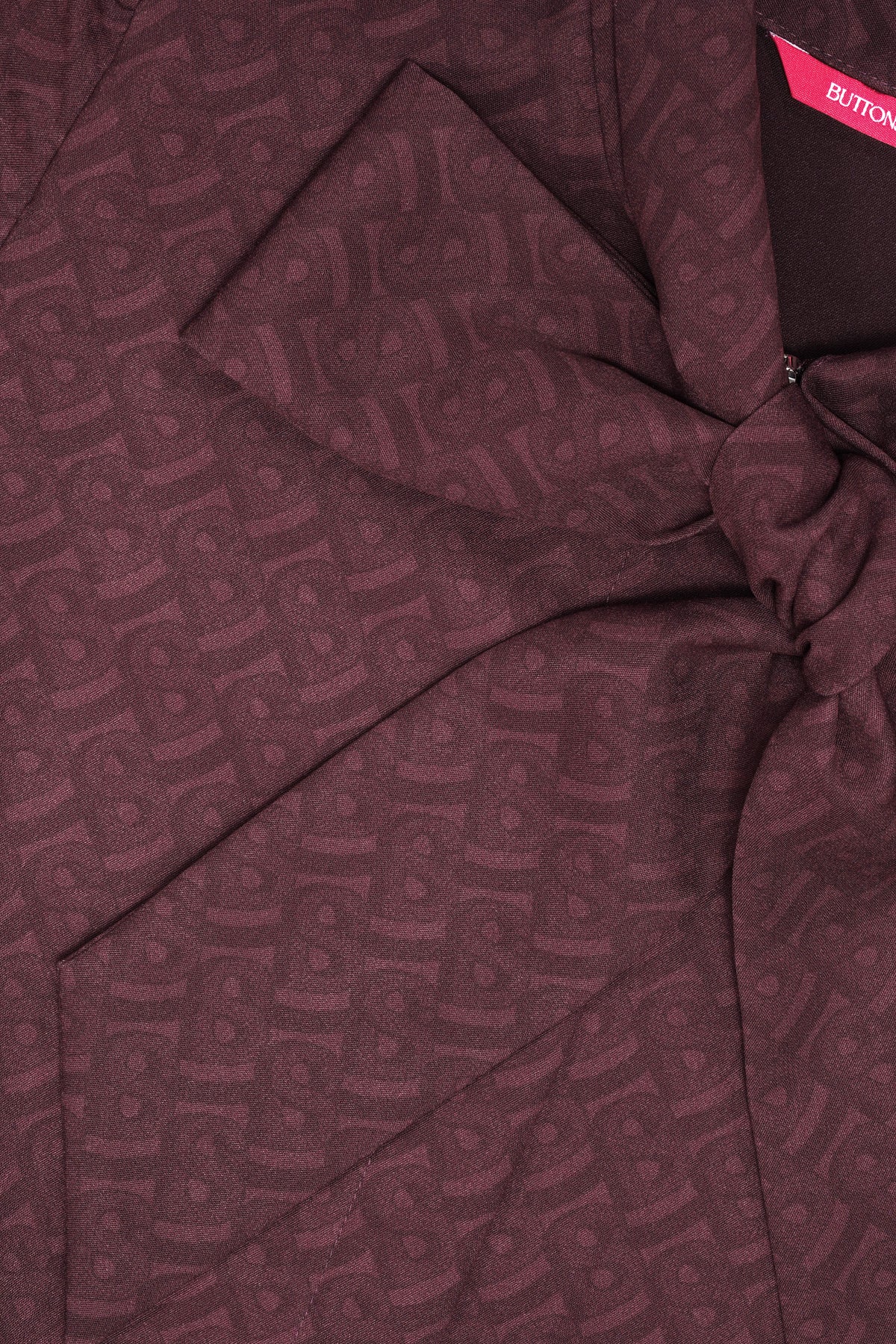 Noura Bow Dress - Deep Maroon