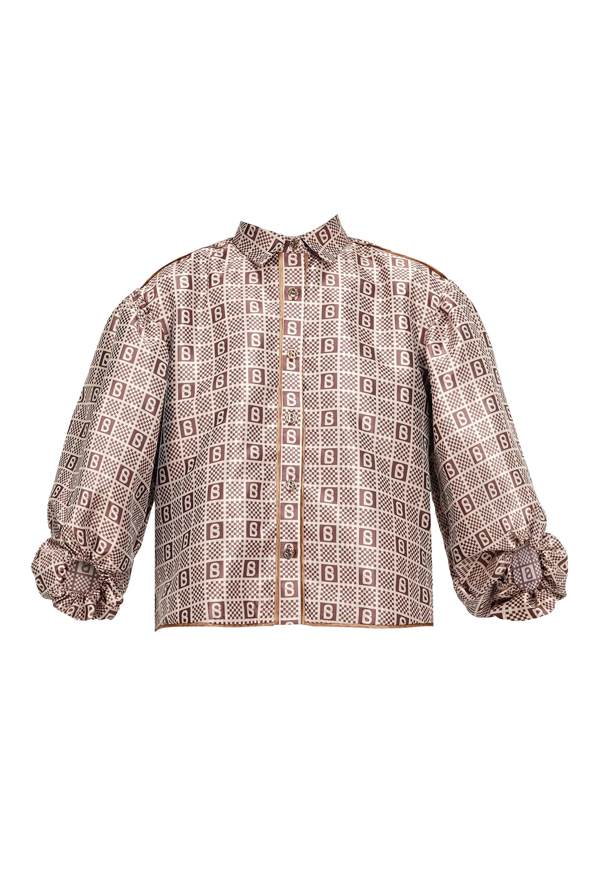Plaid Jacquard Puff Shirt - Bronze