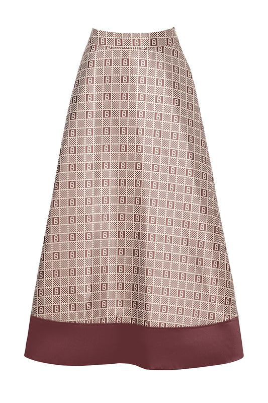 Plaid Jacquard Skirt - Bronze