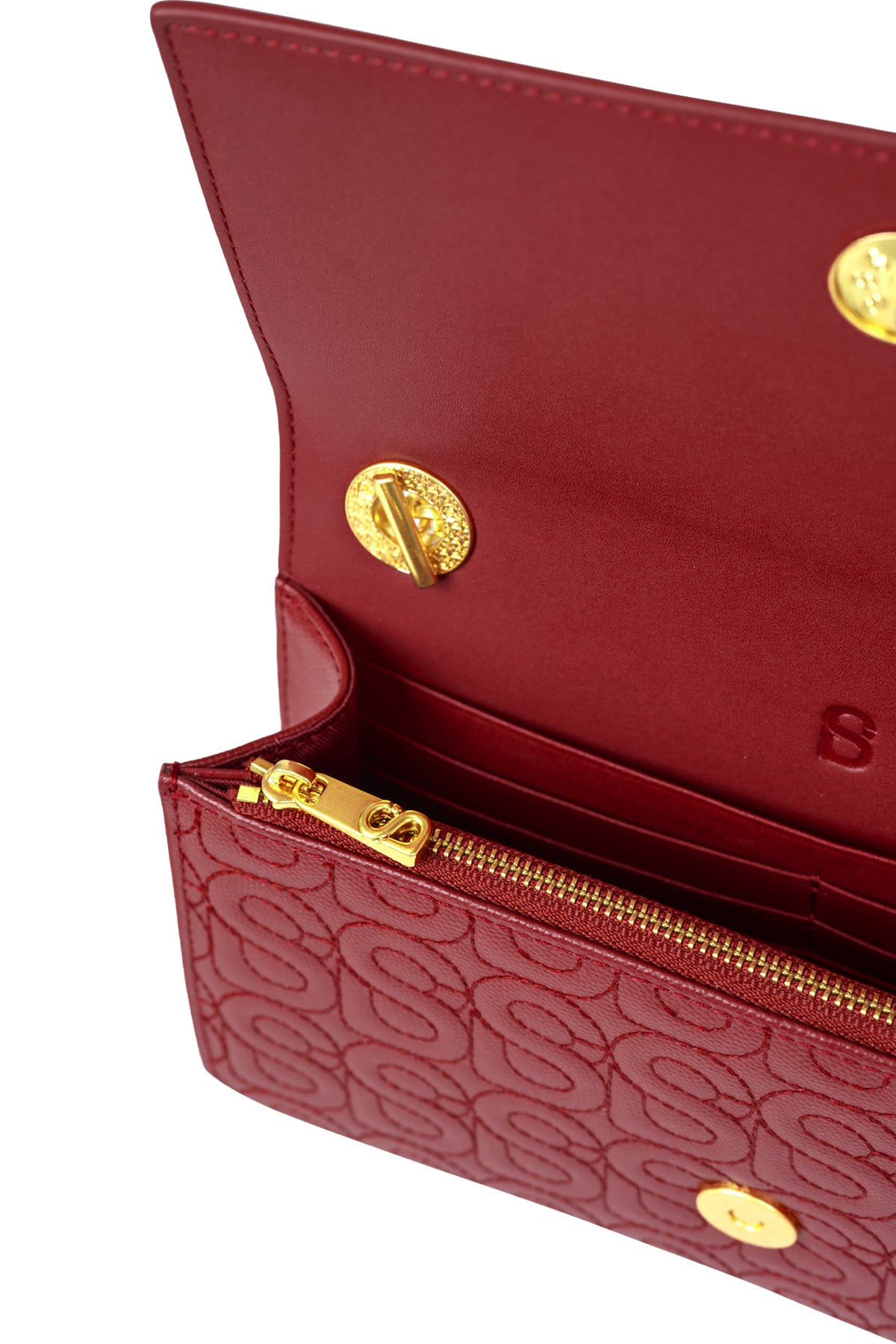 Luna Leather Wallet on Chain - Red