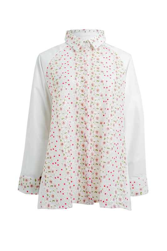 Rainy Embroidery Shirt - White