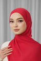 Tapis Satin Jacquard Shawl - Scarlet