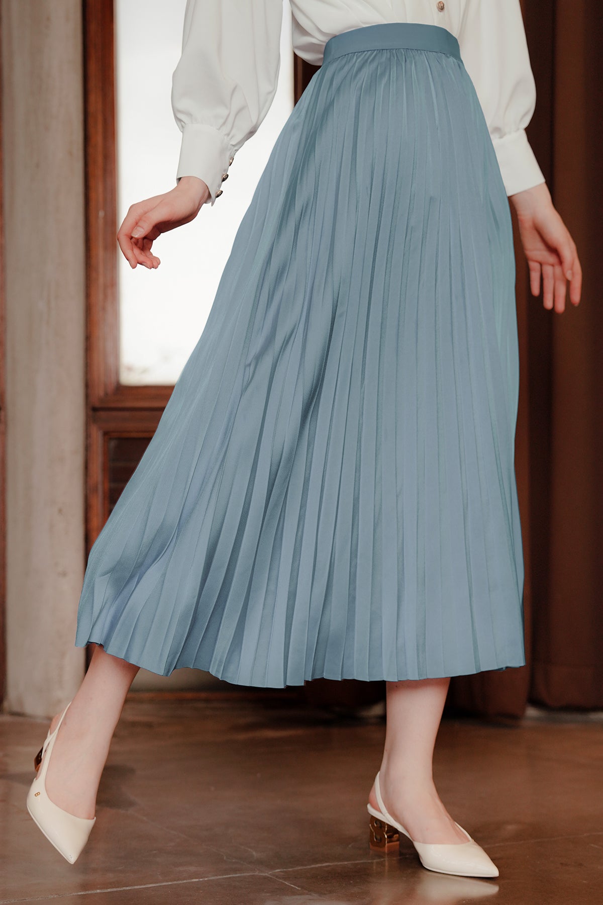 Serena Pleats Skirt - Blue