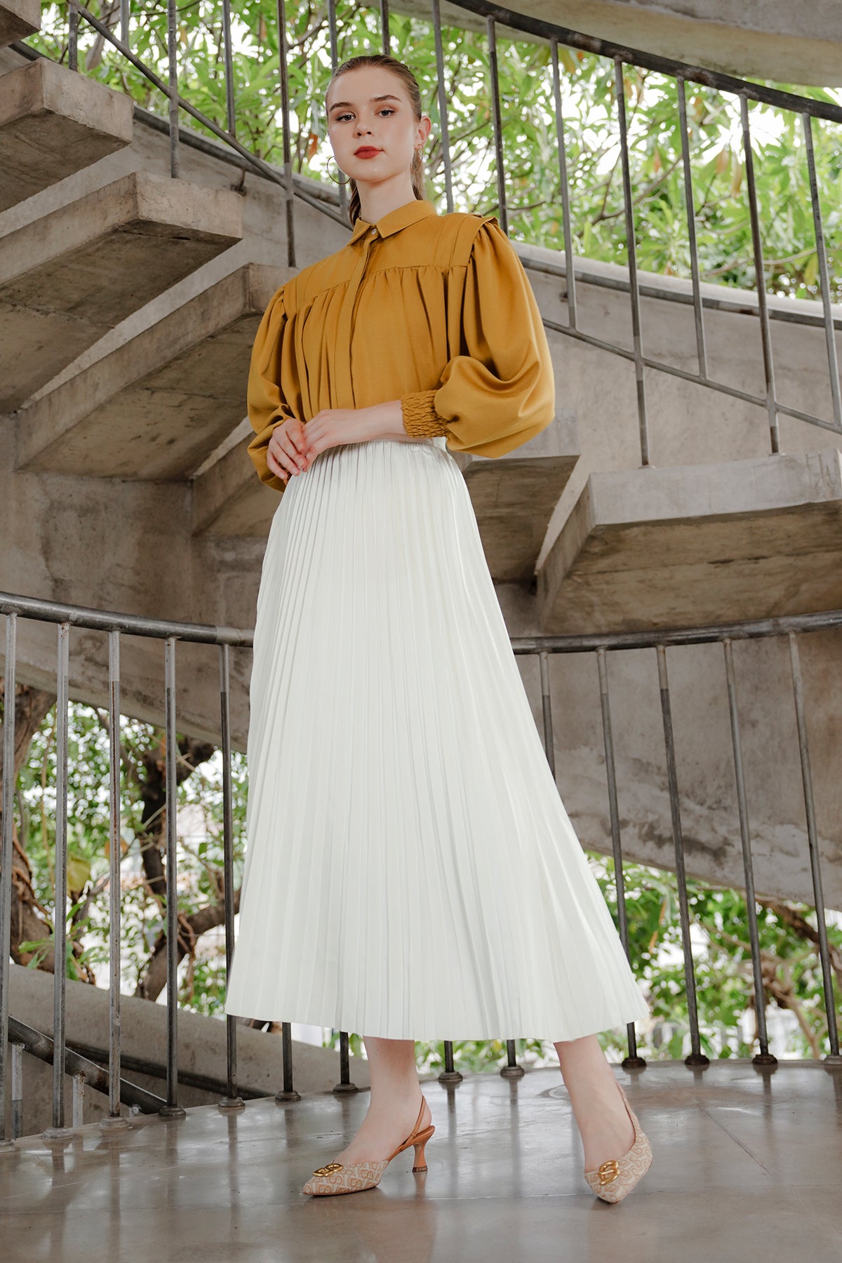 Serena Pleats Skirt - White