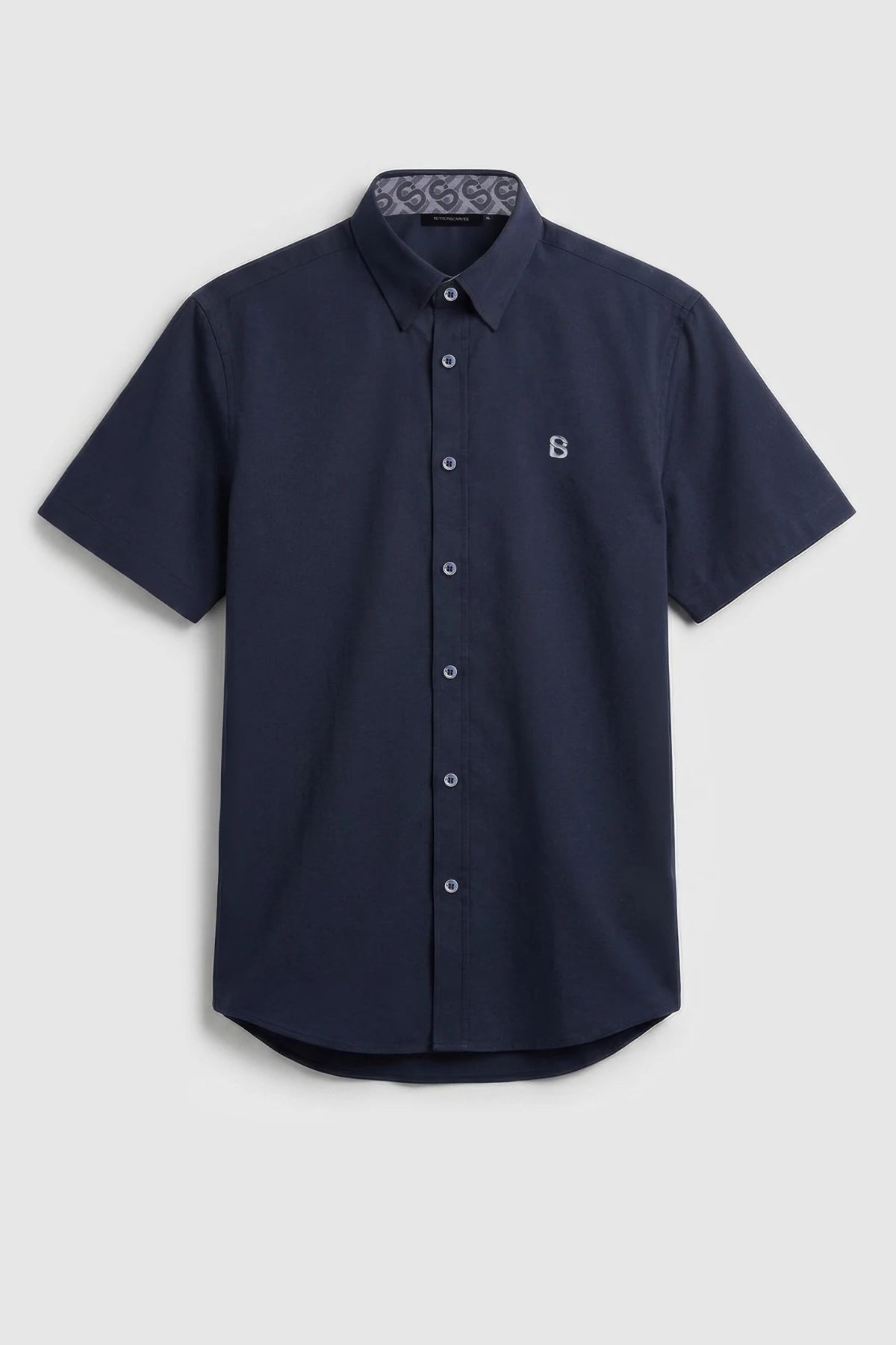 Signature Men Poplin Shirt Short Sleeve - Navy