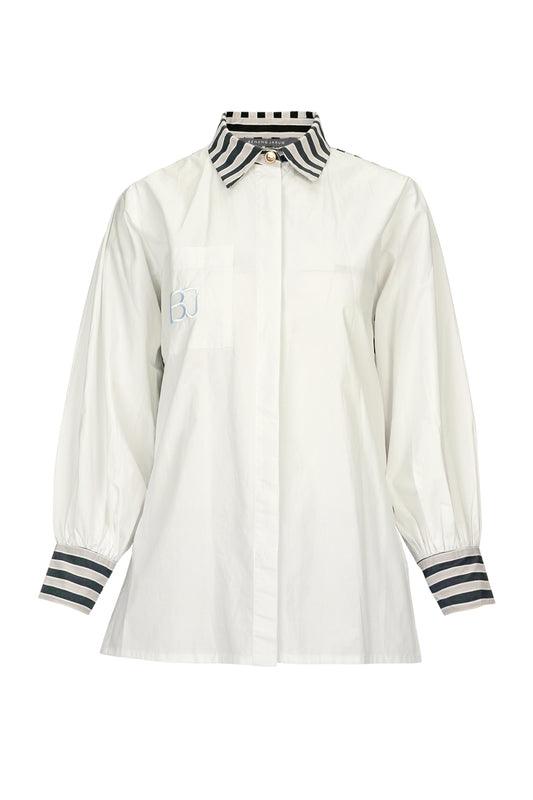 Shirt With Embroidery Pocket - White