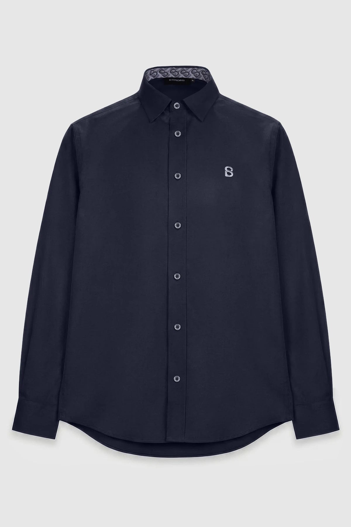 Signature Men Poplin Shirt Long Sleeve - Navy