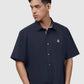 Signature Men Poplin Shirt Short Sleeve - Navy