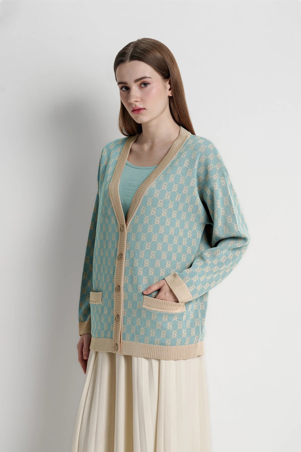 Signature Monogram Cardigan - Breeze