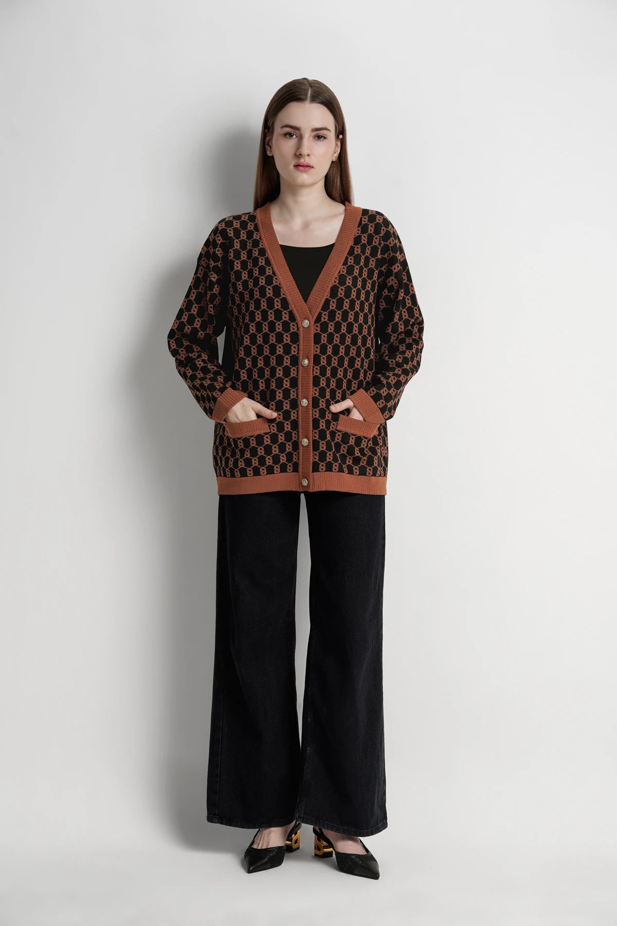 Signature Monogram Cardigan - Brown Sugar