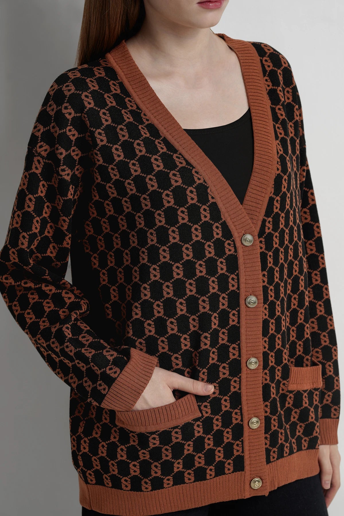 Signature Monogram Cardigan - Brown Sugar