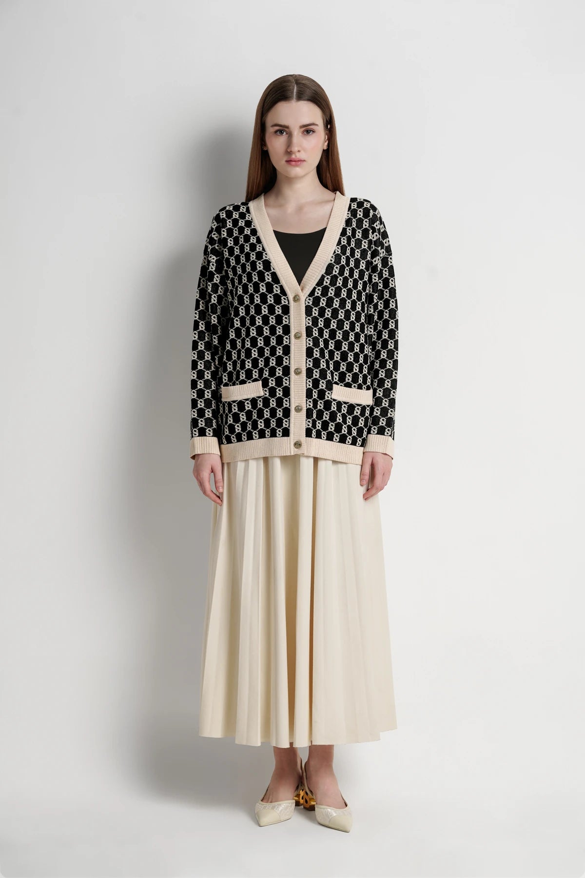 Signature Monogram Cardigan - Caviar
